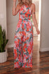 Enchanted Floral Print Smocked Halter Neck Wide Leg Jumpsuit